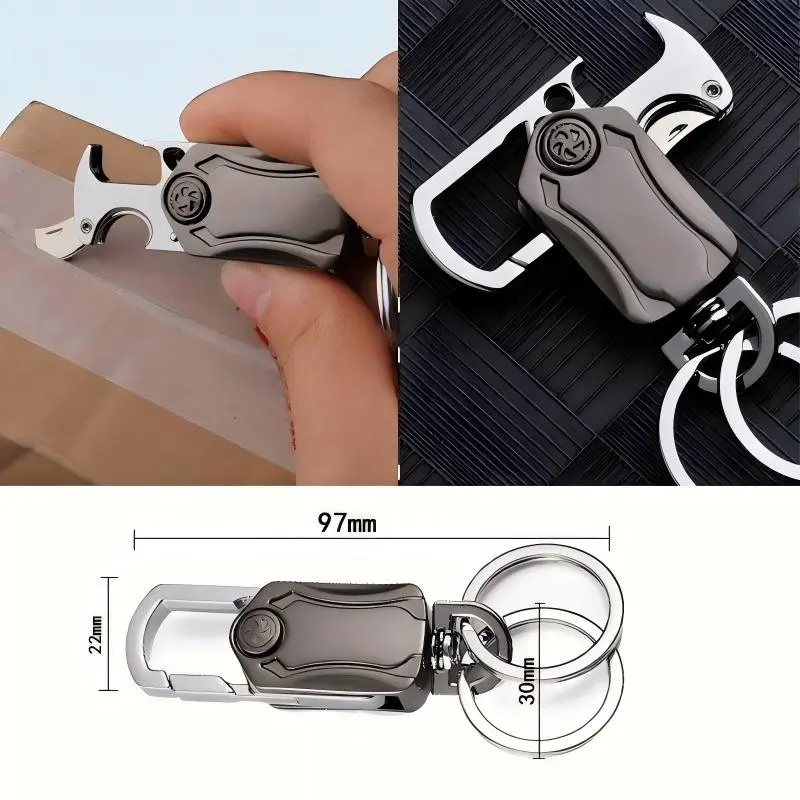 6-in-1 Mini Multi-Tool Keychain, Portable Metal EDC Gear with Fidget Spinner, Bottle Opener Attachment & Phone Stand, Stress Relief Gift for Men, Everyday Carry, Mini Multi-Tool Keychains, Metallic Hardware Keychains