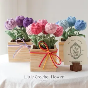Crochet Tulip Flower in Pot Handmade Spring Gift Floral Decor Desk or Room Decor Mother’s Day Gift Birthday Housewarming Teacher Gift Idea