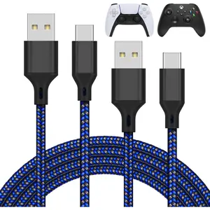 Charger   for PS5/PS5 Pro Controller,for  Series X/S,for   2 Pack 10FT Replacement USB C Cord Nylon Braided Type-C Ports for  5  & Protector Sets