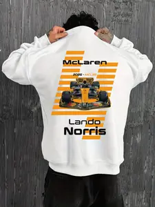 Men's Team Graphic Hoodie, Racing Print Sweatshirt, Oversized Streetwear Pullover, Formula 1 Fan Apparel, Sporty Style