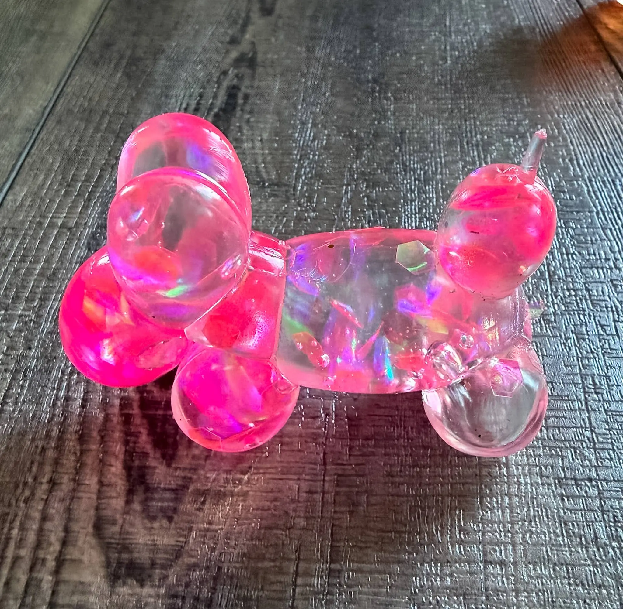 Pink Glitter Squishy Balloon Dog Stress Toy - 1 Count Pink Maltose Squish, Anxiety Relief Product, Decompression Squeeze, Sensory Calming Tool, Sensory Stress Reliever