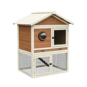 Premium Wooden Rabbit Hutch, Weatherproof Outdoor Bunny House with Run & Pull-Out Tray, Spacious Pet Habitat for Small Animals