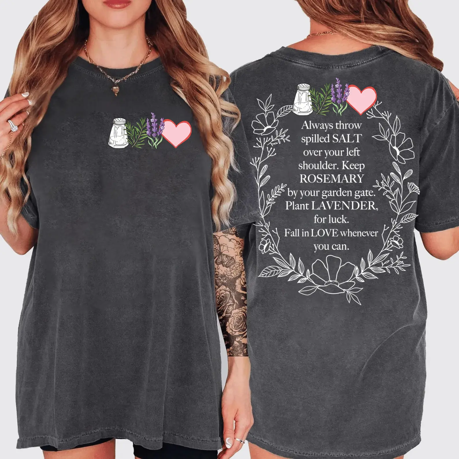 Practical Magic Vintage Comfort Color Shirt, Salt Rosemary Lavender Love Front and Back Sweatshirt, Magic Spell Hoodie, Halloween Women Shirts, Witchy Women Tee