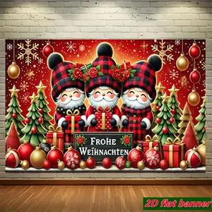 2D Flat - 1pc 2D Flat Banner | Merry Christmas Elves, Holiday-themed, Durable Polyester Photographic Hanging Cloth, Suitable for Event Decorations at Family Gatherings, Birthday Parties, etc. (No Electricity Required)