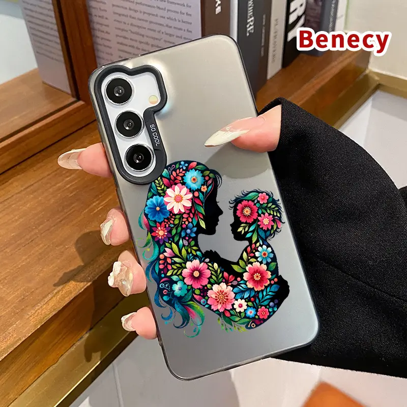 Phone Case Compatible with Samsung Galaxy S23 Ultra S24 Plus S25 S22+ Floral Maternal Bond Pattern Shockproof Silicone PC Back Protective Smartphone Cover Cellphone Protective