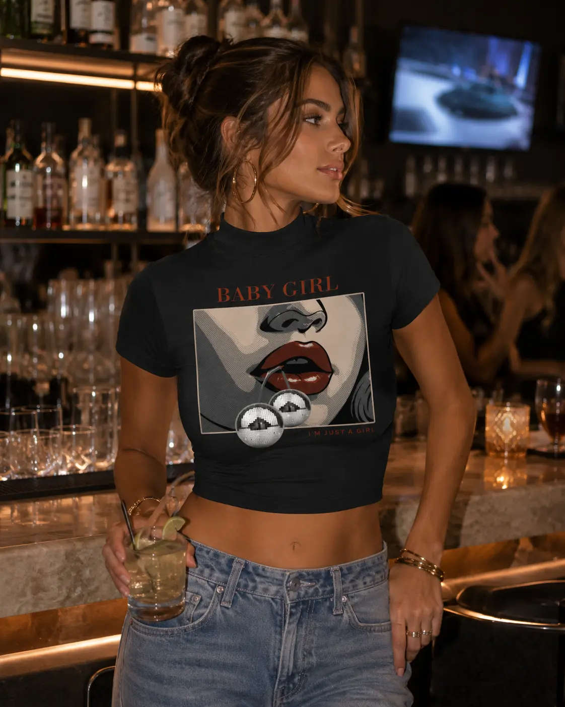 Baby Girl | Essential Slim Fit Mock Neck T-Shirt