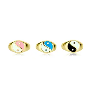 Ying Yang Ring - Colorful Design with Pink Blue and Black Elements Ying Yang Ring Product