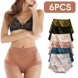 Women's sexy pure cotton lingerie set, featuring comfortable and breathable panties suitable for everyday wear. Soft and comfortable, this 6-pack of mid-waisted pure cotton panties is elegant and suitable for all seasons.