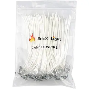 100 Piece Cotton Candle Wick 6" Pre-Waxed for Candle Making,Candle DIY