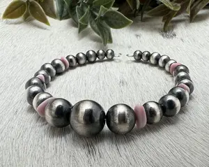 Desert Pearls & Pink Conch Graduated Bead Memory Wrap Bracelet