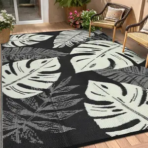 【GARVEE】Outdoor Plastic Straw Rug 8x10 - Waterproof, Reversible, UV Resistant Camping Mat, Foldable Lightweight RV Picnic Mat with Portable Bag, Modern Carpet for Yard, Porch, Deck