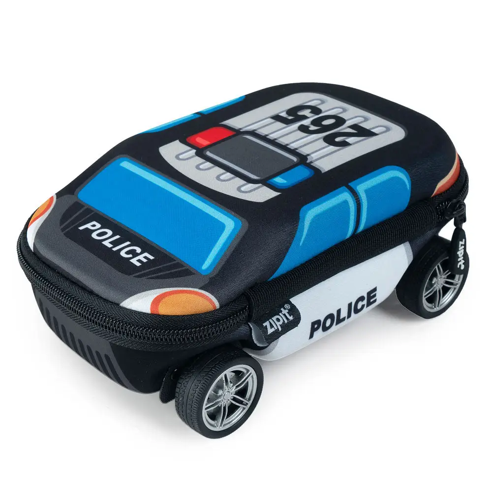 ZIPIT Truck Box - Cute Fire Truck & Police Car Design for Kids, Four Spinning Wheels, High-Quality Durable Storage
