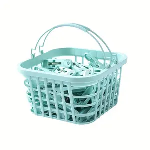 30pcs Small Plastic Clips for Drying Underwear Socks, Storage Basket Included, Practical Home Organizer Laundry Accessory Set