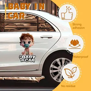 2PCS/SET Car Sticker for Car, Motorcycle Decoration, Easily Upgrade Item's Parent-Child Warm Style, Cute Baby + Safety Reminder Elements Design Makes Car Decoration Say Goodbye to Monotony, Show Car Owner's Parent-Child Safety Proposition