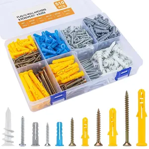 510 count Wall Anchors for Drywall,Wall Hanging Kit with Anchors and Screws,Picture Hanging Kit for Decor Art, Dry Anchors Assortment Kit for Sheetrock Concrete Brick,6 Sizes Picture Hangers