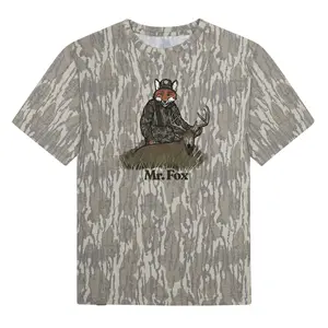 Mossy Oak Mr Fox Whitetail Bottomland Tee, Deer Hunting Graphic T-Shirt, Wildlife Adventure Apparel, Premium Woodsman Fishing Camping Gear