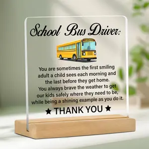 Bus Driver Gift, Thank You Bus Driver Desktop Decoration Sign, Signage, Clear Home School Decor, Appreciation Present for Bus Drivers