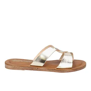 Bella Vita Womens Dov-Italy Metallic Slide Flat Casual Sandals Casual - Gold