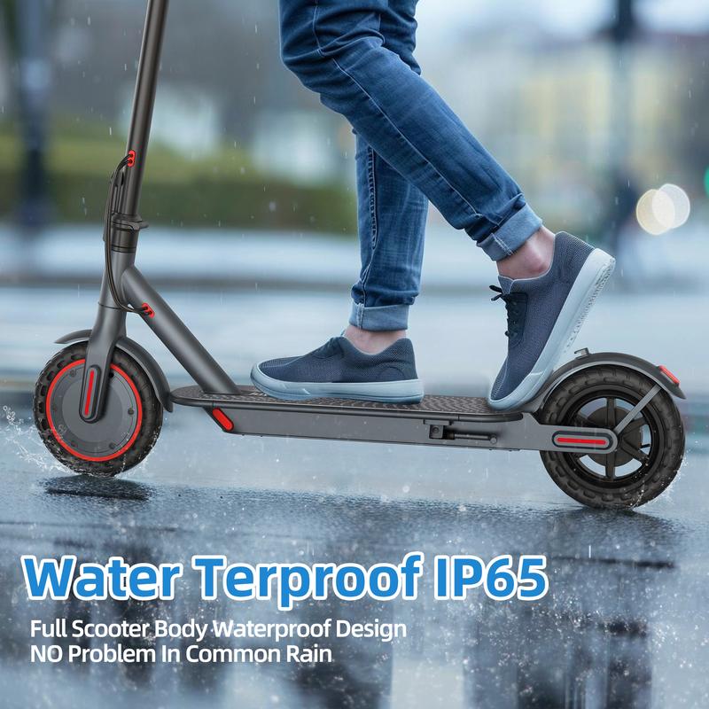 AOVOPRO AP07 electric scoote 22 miles of range, front and rear double shock absorbers 19MPH ultra-high speed, 8.5-inch non-slip solid tires 3-speed transmission, foldable waterproof grade IP65, LCD display
