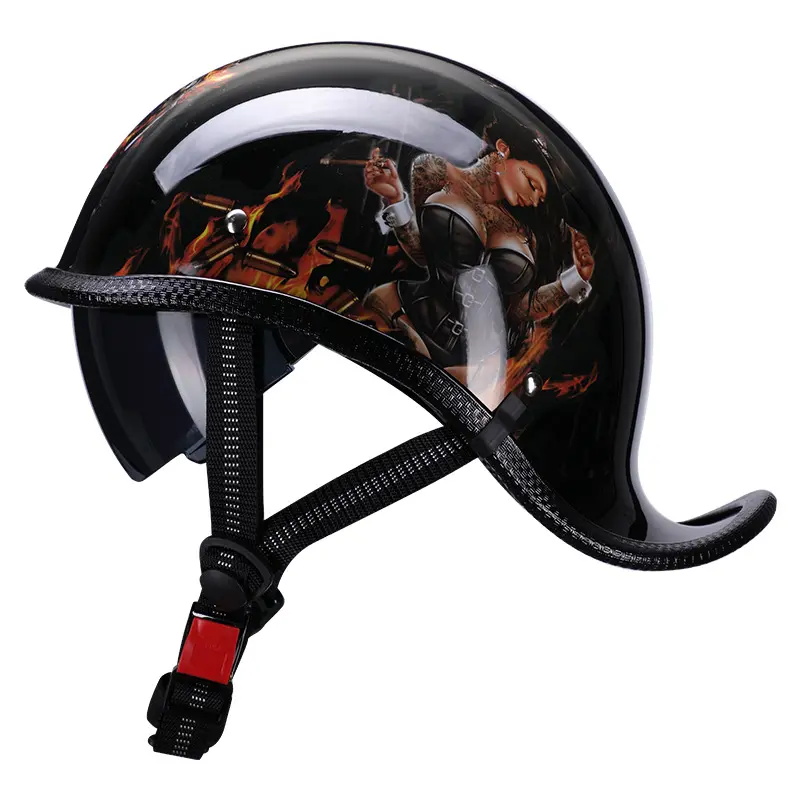 Vintage Look Halfface Helmet - Retro PVC Motorcycle Helmet, All-Season Men's Accessory for Cruiser Bikes, Commuting Riding, Halffacehelmets