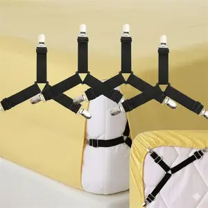 Upgraded Non-Slip Sheet Holder Set, Reinforced Spring Straps & Fitted Sheet Clips, 360° No-Mark Adjustable System for Mattress 5-45cm Thick, Prevent Bed Sheets from Shifting, Essential for Spring Bedding Change, Durable Bedding Accessories