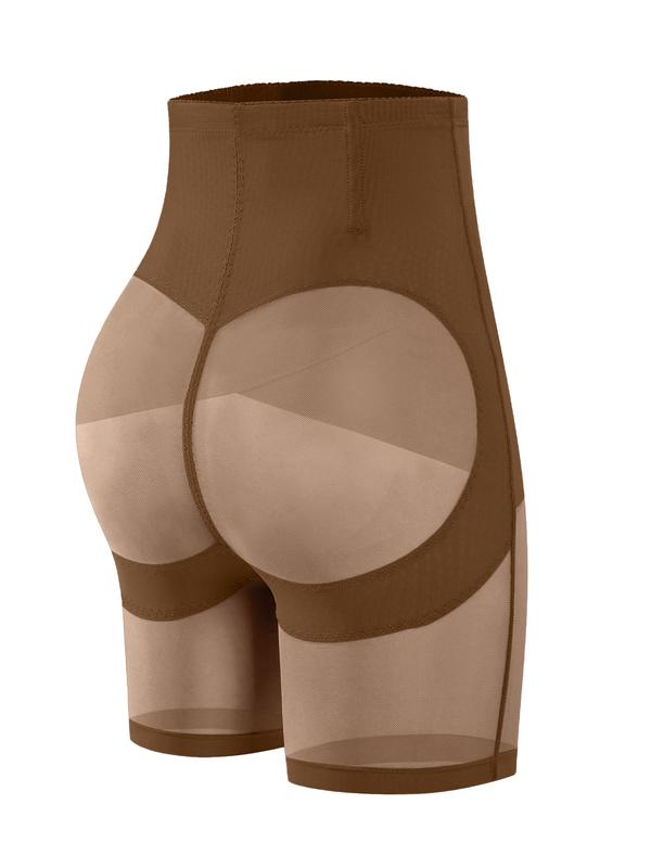 Women's Solid Sheer High Waist Shapewear Shorts, Basic High Stretch Tummy Control Shaper, Ladies Shapewear Bottoms for Daily Wear