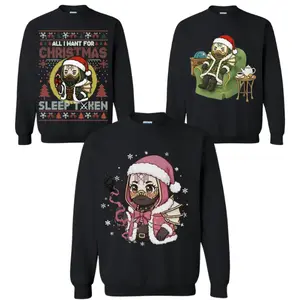 Sleep Token Christmas Sweatshirt, Vintage Band Holiday Top, Retro Xmas Music Design, Casual Festive Gift Apparel, Sleep Token Sweatshirt, Band Fan Apparel, Sleep Token Apparel, Gothic Lovers, Sleep Token Merch, Xmas Band Fan Gear, Music Christmas Tee