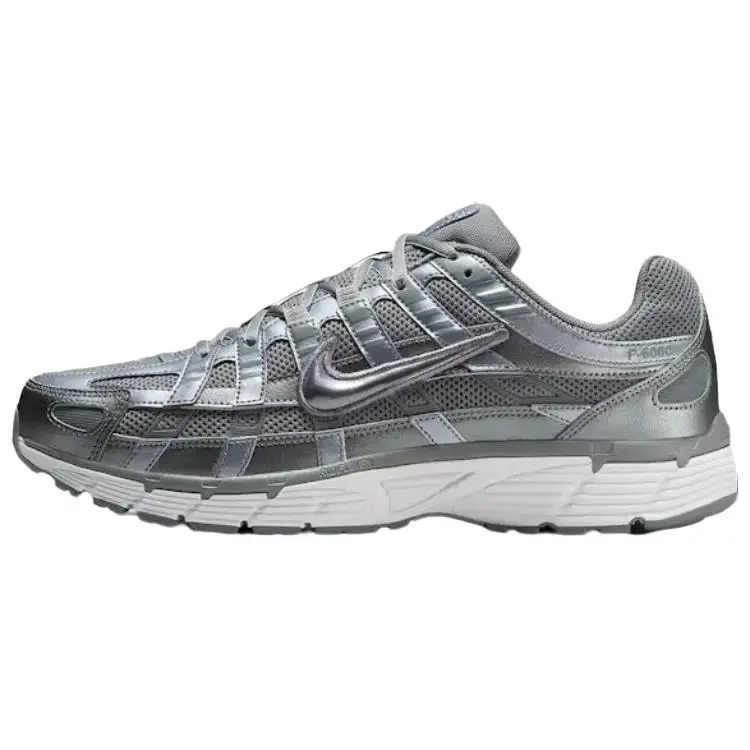 NIKE Men's P-6000 'Metallic Cool Grey' Old School Cool Sports Sneaker for Outdoor Activities, Running, Casual Wear, Sporty Chic, Layered Synthetic Overlays, Rubber, Foam, Lightweight, Outdoor/Run, Retro Look, Mesh/Synthetic, Retro-Inspired Street Style