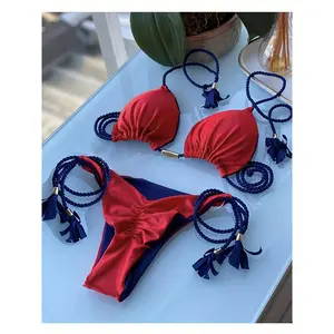 Triangle Halter Neck Bikini Sets, V Neck Tie Back Tie Side Backless High Cut Two Pieces Swimsuit - Women's Swimwear & Clothing - Polyester & Spandex - For Women - Perfect for Beach & Pool - Ideal Gift for Summer