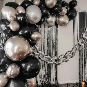 30 Pack Silver Chain Link Balloons – Durable 8"x12" Foil Balloon connect up to 16ft for Parties & Events