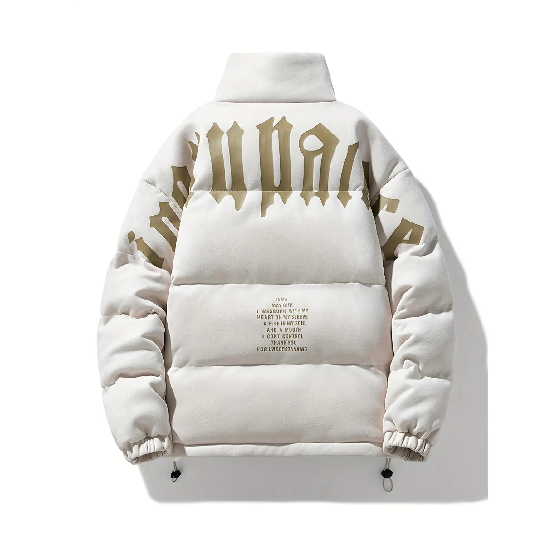 Men's Stylish Regular-Fit Polyester Elastic Thick Winter Casual Personalized Letter Warm Down Jacket Coat, Menswear Tops