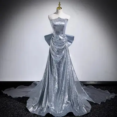 Holographic Silver Hoco Dress TikTok Shop