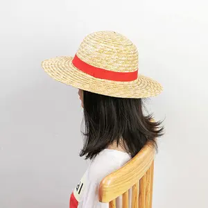 Straw Hat Replica, Anime Cosplay Sun Hat, Breathable Natural Straw, UV Protection Beach Hat, Perfect Graduation Trip & Graduation Gift for Anime Fans