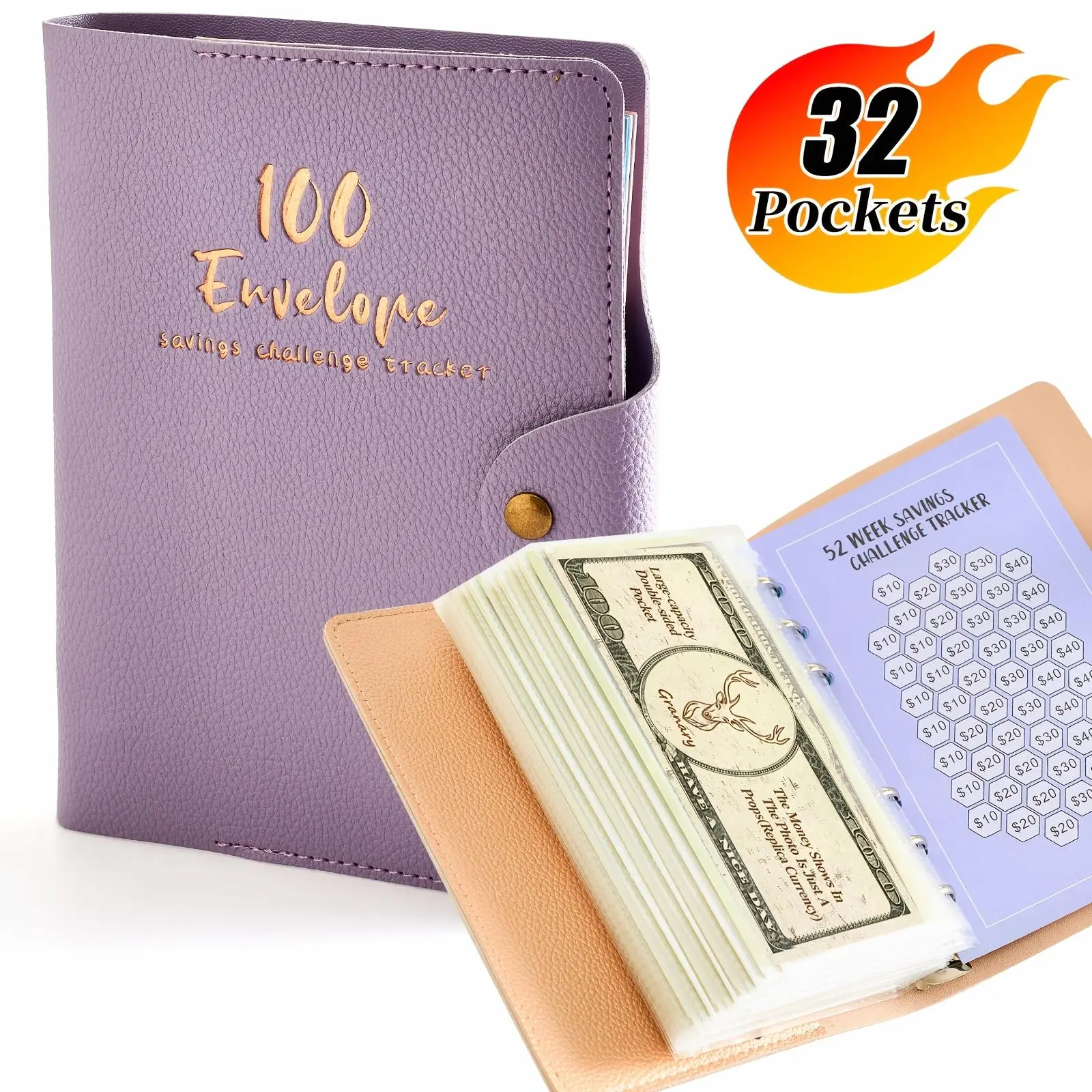 Granary 1/2pcs Budget Binder, Money Saving Binder with 16 Set Cash Envelopes, Expense Sheets, Challenge Tracker. A6 PU Cover Budget Binder with Envelope Savings Challenges Book for Home&Office.
