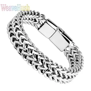 New Design Stainless Steel Braided Double Row Bracelet, Fish Scale & Keel Style Alloy Wristband with Magnetic Buckle, Fashionable Men Women Punk Style Jewelry, Durable Waterproof Daily Wear Bracelet for Street Style, Parties, Gifts & Everyday Fashion Stat