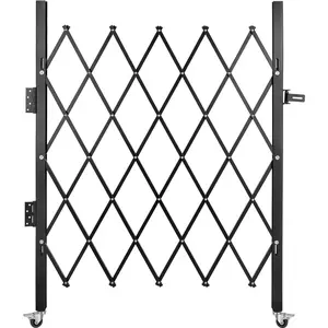 VEVOR Single Folding Security Gate, 5\' H x 5-1/2\' W Folding Door Gate, Steel Accordion Security Gate, Flexible Expanding Security Gate, 360° Rolling Barricade Gate, Scissor Gate/Door with Padlock