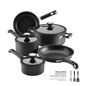 Farberware TrueCook 12pc Cookware Set, Dishwasher and Oven Safe, Black