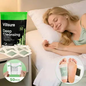 Deep Cleansing Foot Pads Foot Care With 50 Patches,Natural Aloes,Sea salt,Tourmaline,Herbal Foot Detox Patches For Foot Care,Adhesive Sheets, lmprove Sleep Quality,Relieve Fatigue and Exhaustion,Cleanse the Body & Mind,Improve Sleep Detoxpads