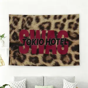 Tokio Hotel SWAG Leopard Print Wall Flag, Y2K Rock Band Tapestry, Grunge Aesthetic Room Decor