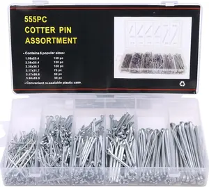 555 count Heavy Duty Zinc Plated Cotter Pin Assortment Kit
