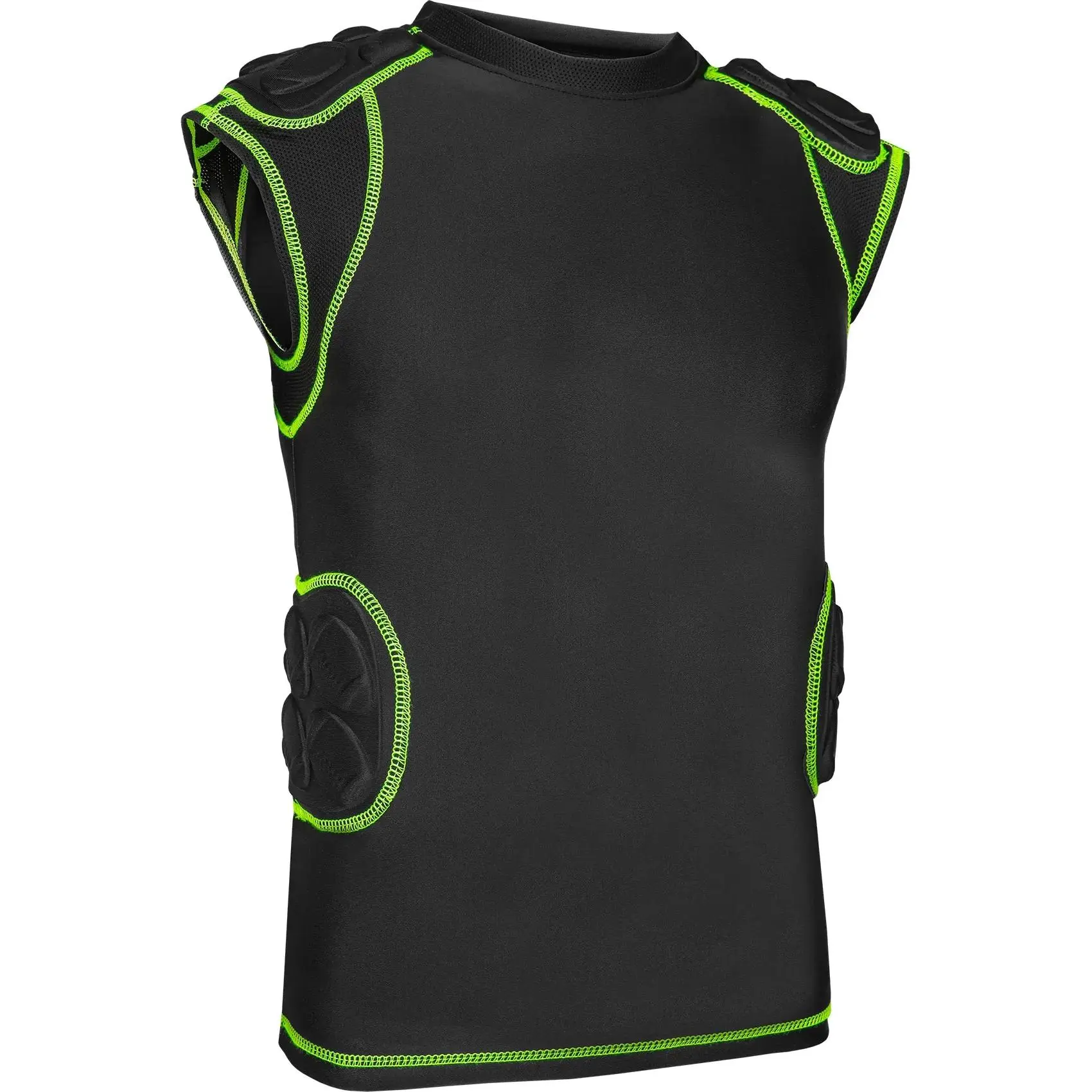 Exxact Sports Defender Adult Padded Football Shirt - Football Rib Protector with Shoulder & Spine Football Pads, 5-Pad Football Compression Shirt