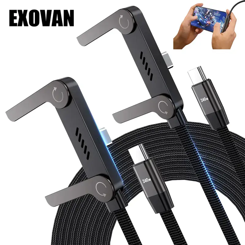 Invisible Holder Charger Cable with Stand, 240w super fast charging 2-in-1 Fast Charging Cord & Phone Stand for Gaming, Office, Car Travel, Compatible with Type-C charging cable Black