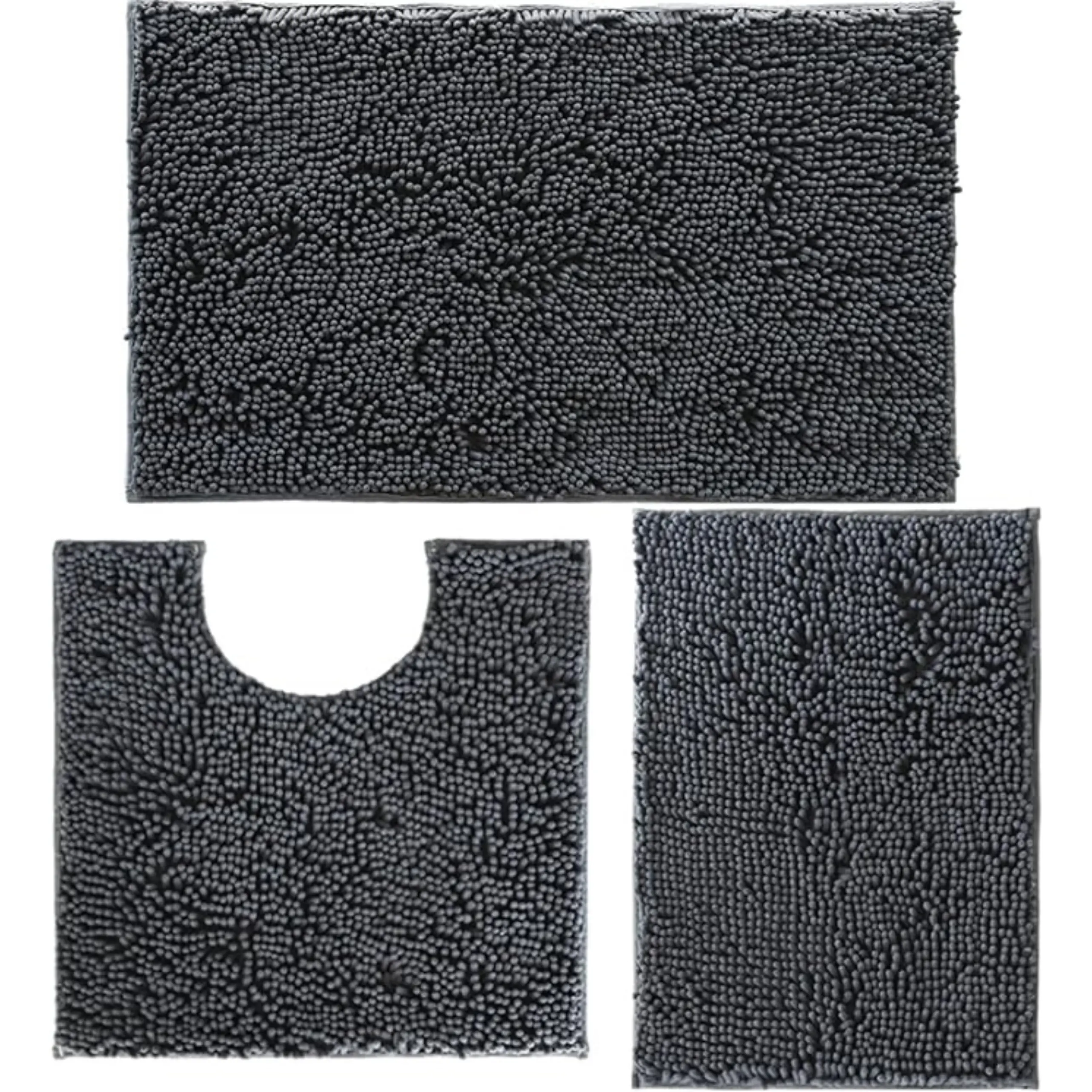 Bathroom Rugs Set Non Slip 3 Piece Bath Mat Washable Chenille Bath Rugs with PVC Backing Bath Carpet,Absorbent Bathroom Mats with Toilet Rug,Bath Mats for Bathroom,Bedroom, Kitchen,Tub,Home Decor