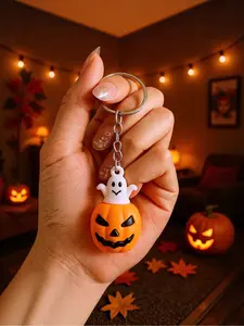 Creative Halloween pumpkin keychain pendants, car bag keychain pendants, cartoon Halloween pumpkin keyring ornaments