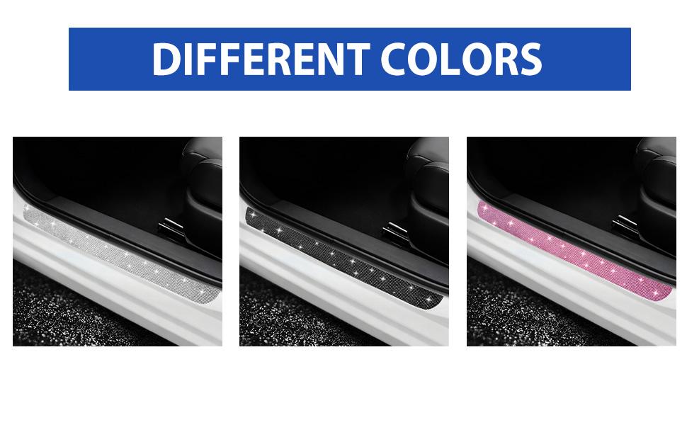 NETEPEM Bling Car Door Sill Protector 2PCS Car Door Edge Guard Rhinestones Door Threshold Protection 23.62x1.96 inch Anti-Scratch Strip Sticker Universal Bling Car Accessories(Black)