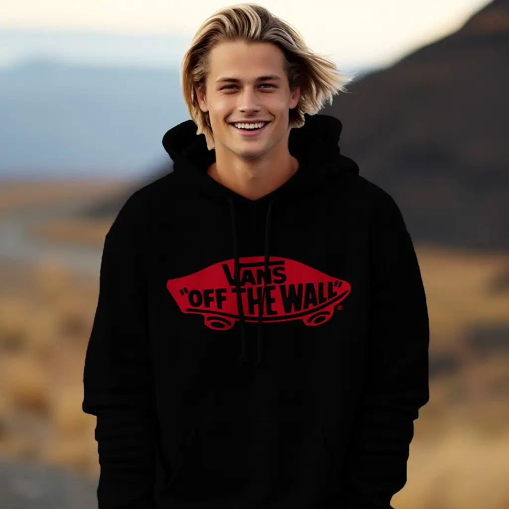 Vans "OFF THE WALL" Hoodie Bold Graphic Design 50/50 Cotton/Polyester Double-Lined Hood Pouch Pocket OEKO-TEX Certified Medium Fit