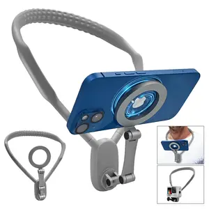 Silicone Magnetic Neck Holder Mount Selfie Stick Tripod for iPhone Pro Max and HUAWEI Smartphones - Stand Accessories and Cellphone Compatible,Father's Day Gift