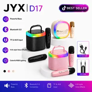 [100% Original] JYX D17 Mini Karaoke Bluetooth Speaker | Summer Outdoor Party KTV System | Powerful Bass, Lights & Premium Microphone Set Audio Rechargeable tiktokshopspringglowup