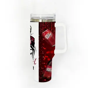 40oz Stainless Steel Tumbler, 1 Count This girl runs on Dr. Pepper Pattern Insulated Water Bottle, Stainless Steel Thermos, Stainless Steel Flask, Drinking Cup for Home Office School, Boyfriend Gift, Drinkware, Summer Cool Bottle