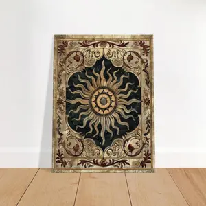 1pc Golden Mandala Wall Art - Classic Wood Framed Canvas Painting with Golden & Black Sunburst Design, 1" Thick Wrapped Frame, Dark Green Background - Ready-to-Hang Home Decor for Living Room, Bedroom, Office - Elegant Spiritual Decor	